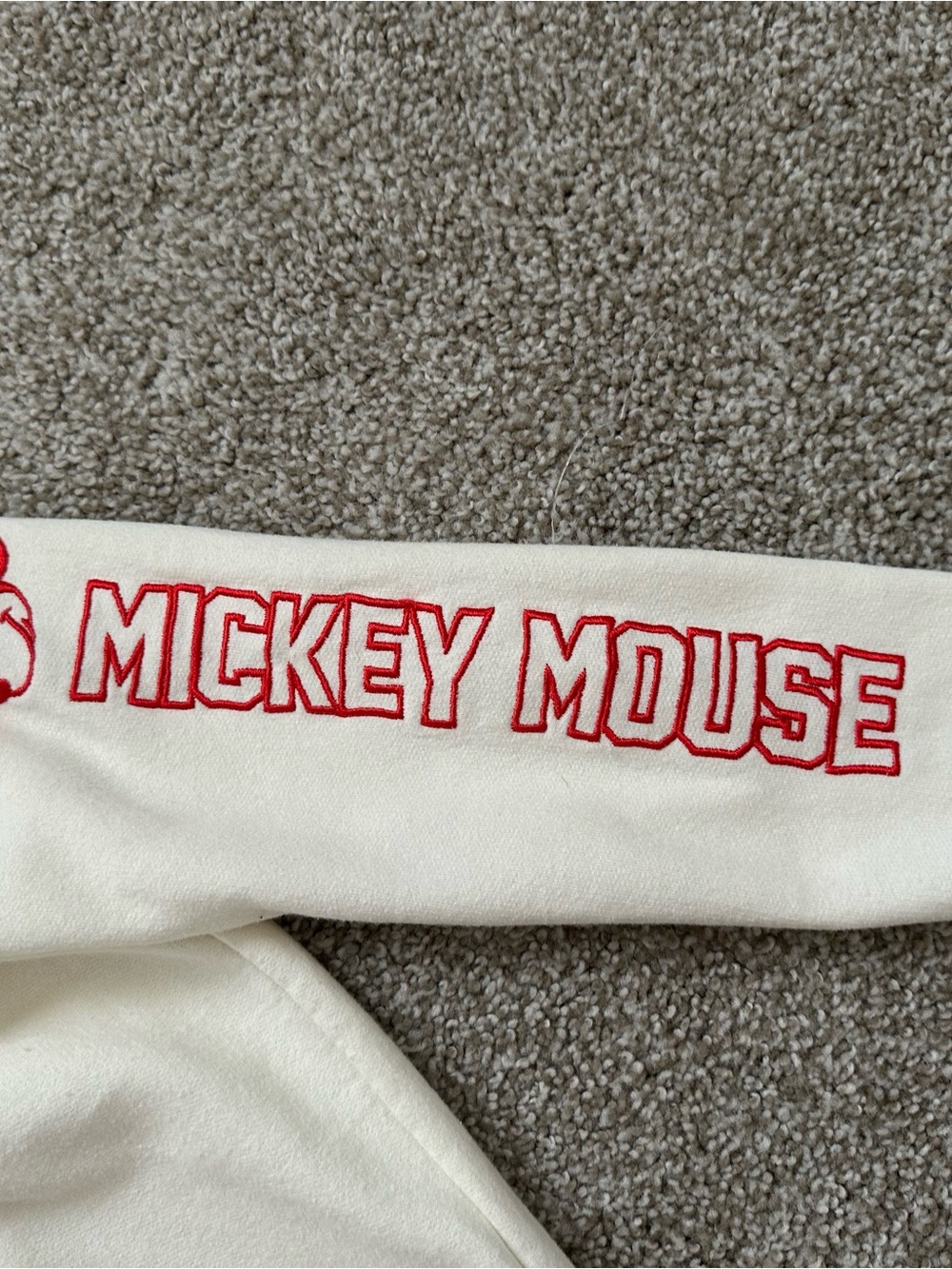 Disney Mickey Mouse Embroidered Sweatshirt Kids Size 6/7 Cream - Picture 4 of 6